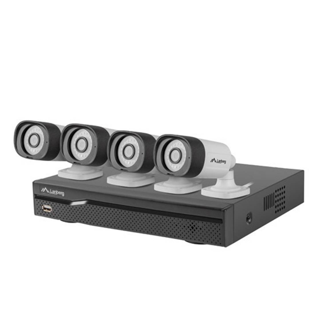 Kit de 4 caméras de vidéosurveillance Lanberg avec 5MP NVR PoE et 8 canaux