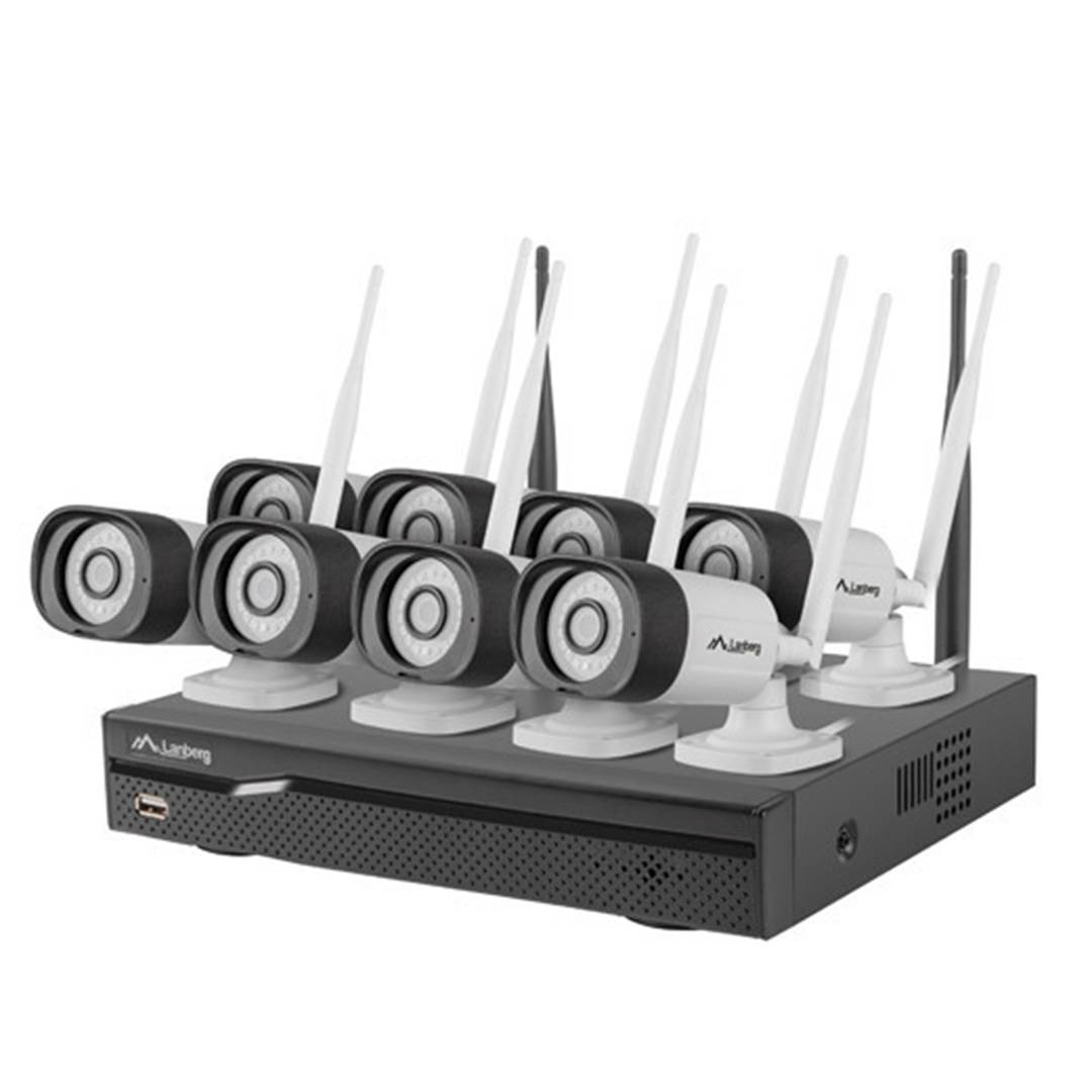 Kit de 8 caméras de vidéosurveillance WiFi Lanberg 2MP NVR avec 8 canaux