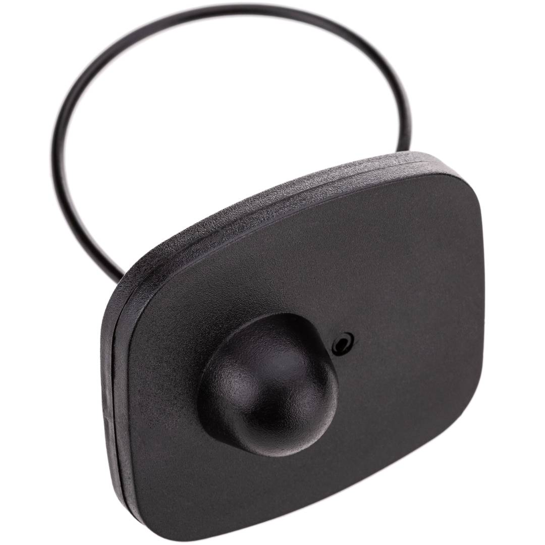Étiquette anti-vol compatible EAS RF 8.2MHz 48x42mm noir avec câble en acier 100 unités